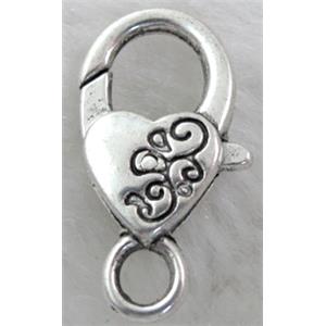 alloy Parrot Lobster Clasp, heart, 15x25mm [FDC217-K781]