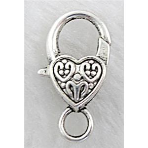 alloy Heart Lobster Clasp, 15x25mm [FDC221-KK325]