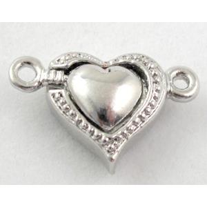 magnetic heart clasp, platinum plated, 20x13mm [FDC230PP]