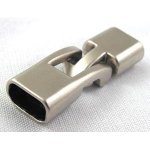 alloy clasp for cord ending, platinum plated, 12x35mm, 5x10mm hole [FDC239]