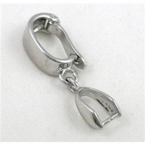 Hinge Bail, copper, platinum plated, approx 10x20mm [FDC246PP-K874]