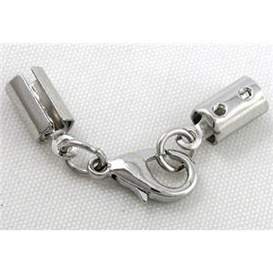 end of cord, copper connector for necklace, bracelet, platinum plated, 4mm hole, 38mm length [FDC264]