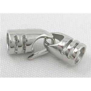 end of cord, copper connector for necklace, bracelet, platinum plated, 4mm hole, color code:F [FDC265PP]