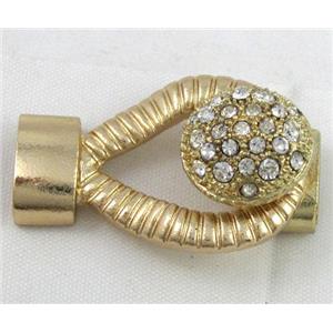 end of cord, alloy connector for necklace, bracelet, dark-gold, 21x33, 15mm, 4x10mm hole [FDC267]