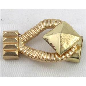 end of cord, alloy connector for necklace, bracelet, dark-gold, 21x33, 15mm, 4x10mm hole [FDC268]