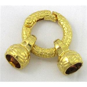 end of cord, alloy clasp for necklace, bracelet, gold, approx 20mm dia, 10mm, 7mm hole [FDC275]