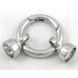 end of cord, alloy clasp for necklace, bracelet, platinum, approx 25mm dia, 10mm, 8mm hole [FDC277]