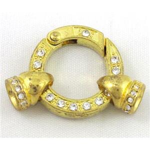 end of cord, alloy clasp for necklace, bracelet, gold, approx 20mm dia, 8mm, 6mm hole [FDC279]