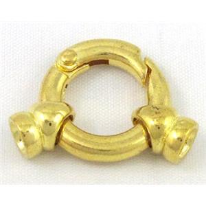 end of cord, alloy clasp for necklace, bracelet, gold, approx 20mm dia, 7mm, 5mm hole [FDC282]