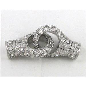 end of cord, alloy magnetic clasp with rhinestone, platinum plated, approx 20x25mm [FDC284]