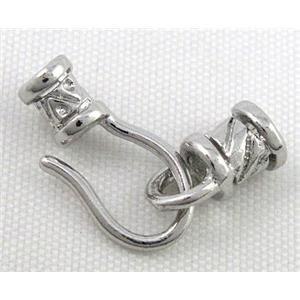 end of cord, copper clasp for necklace, platinum, approx 7x21mm, 2.5mm hole [FDC285]