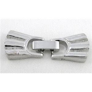 end of cord, alloy clasp for necklace, bracelet, platinum plated, approx 11x30mm, 3 hole [FDC288]