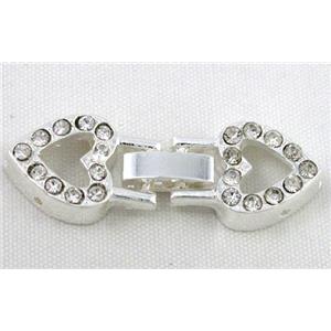 end of cord, alloy connector for necklace, bracelet, silver plated, approx 12x35mm, 3 hole [FDC289]