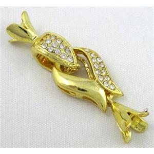end of cord, copper connector for necklace, bracelet, gold plated, approx 15x44mm [FDC295]