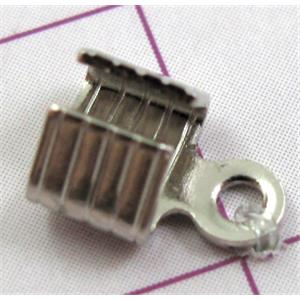 crimp end cord clip, copper, platinum plated, 5mm [FDC2C870]