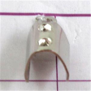 copper crimp clip, end cord, platinum plated, 6x10mm [FDC2K234]