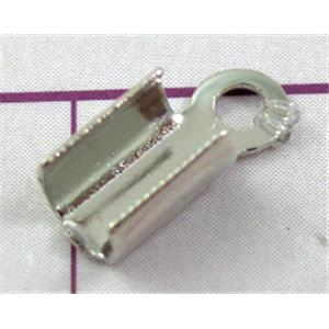 pinch bail, crimp cord end, copper, platinum plated, 4x9mm [FDC2K235]