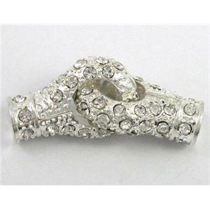 end of cord, magnetic alloy connector for necklace, bracelet, silver plated, approx 14x33mm [FDC300]