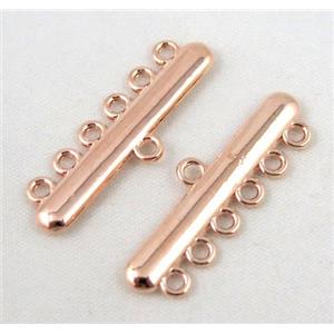 bracelet bar, alloy connector, red copper plated, approx 11x33mm, 6 hole, 2mm hole [FDC308]