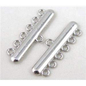 bracelet bar, alloy connector, platinum plated, approx 11x33mm, 6 hole, 2mm hole [FDC309]