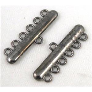 bracelet bar, alloy connector, black, approx 11x33mm, 6 hole, 2mm hole [FDC310]