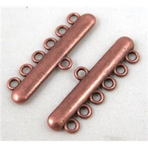 bracelet bar, alloy connector, antique red copper, approx 11x33mm, 6 hole, 2mm hole [FDC312]
