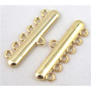 bracelet bar, alloy connector, gold plated, approx 11x33mm, 6 hole, 2mm hole [FDC313]
