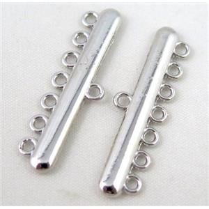 bracelet bar, alloy connector, platinum plated, approx 11x38mm, 7 hole, 2mm hole [FDC316]