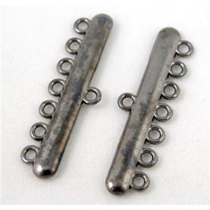 bracelet bar, alloy connector, black, approx 11x38mm, 7 hole, 2mm hole [FDC317]