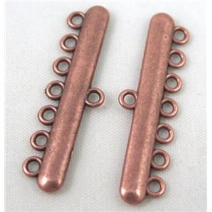 bracelet bar, alloy connector, antique red copper, approx 11x38mm, 7 hole, 2mm hole [FDC319]