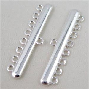 bracelet bar, alloy connector, silver plated, approx 11x43mm, 8 hole, 2mm hole [FDC321]