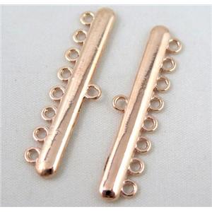 bracelet bar, alloy connector, red copper plated, approx 11x43mm, 8 hole, 2mm hole [FDC322]