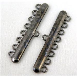 bracelet bar, alloy connector, black, approx 11x43mm, 8 hole, 2mm hole [FDC324]