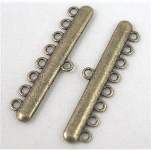 bracelet bar, alloy connector, bronze, approx 11x43mm, 8 hole, 2mm hole [FDC325]