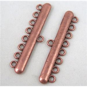 bracelet bar, alloy connector, antique red copper, approx 11x43mm, 8 hole, 2mm hole [FDC326]