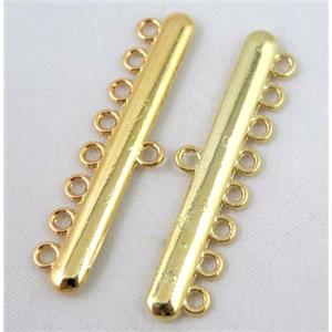 bracelet bar, alloy connector, gold plated, approx 11x43mm, 8 hole, 2mm hole [FDC327]