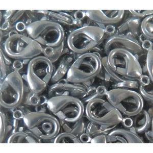 zinc lobster clasp, roughcast, lead and nickel free, approx 14mm length [FDC329-14MM]