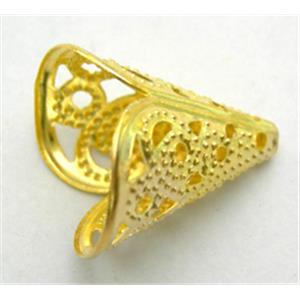 bead caps, gold plated, iron, 12x16mm, 17mm high [FDCAPS001G]