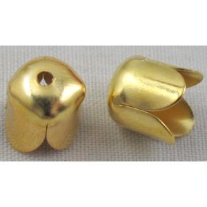 cord ending cap, Iron, tulip style, gold plated, 8mm dia [FDCAPS007GP-8MM]