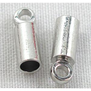 crimp cord end, tube, Copper, Platinum Plated, 6mm dia, 5.2mm inside hole [FDCAPS009PP-6MM]