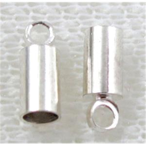 Crimp cord end, tube, Copper, Silver Plated, 3.5mm dia [FDCAPS009SP-3.5MM]