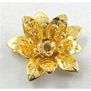 copper Flower beadcap, Golden Plated, 16mm dia, copper [FDCAPS024GP]