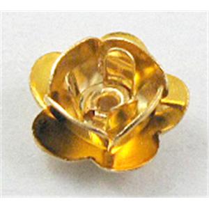 Rose bead, copper, Golden Plated, 8mm dia, copper [FDCAPS032GP]