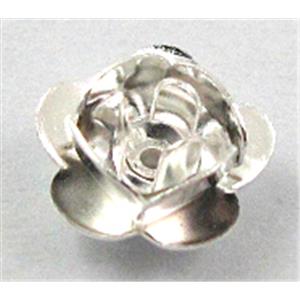 Rose bead, copper, Silver Plated, 8mm dia, copper [FDCAPS032SP]