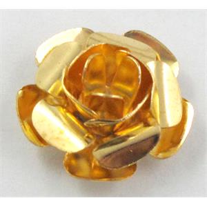 Rose bead, copper, Golden Plated, 20mm dia, copper [FDCAPS033GP]