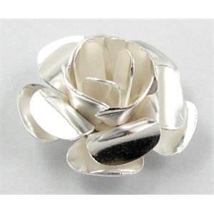 Rose bead, copper, Silver Plated, 20mm dia, copper [FDCAPS033SP]