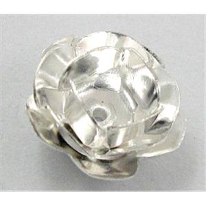 Rose bead, copper, Silver Plated, 12mm dia, copper [FDCAPS034SP]