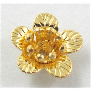bead flower, copper, Golden Plated, 10mm dia, copper [FDCAPS041GP]