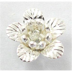 copper flower, silver Plated, 10mm dia, copper [FDCAPS041SP]