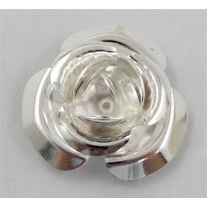 Rose bead, copper, Silver Plated, 30mm dia, copper [FDCAPS042SP]